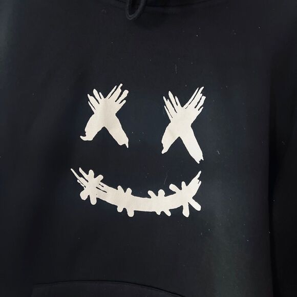 Men’s oversized Black y2K Goth horror Hoodie Dark Graphic size L - Picture 3 of 6